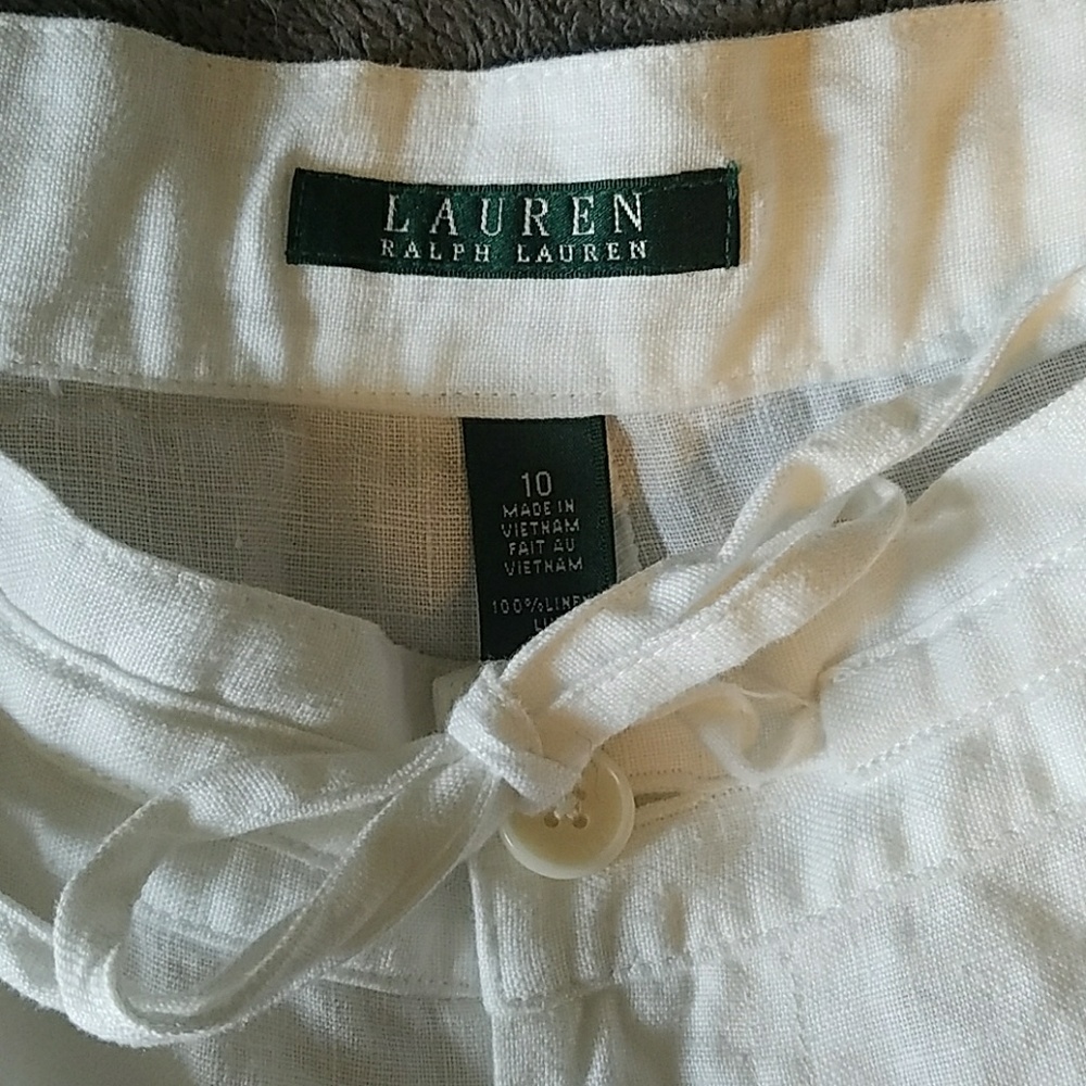 Ralph Lauren Drawstring White Linen Pants 10